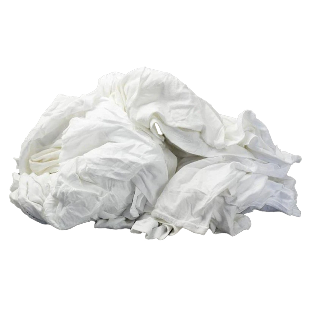 Sooner Wiping Rags White Knit T-Shirt Polo Cotton Wiping Rags (50lbs) from Columbia Safety